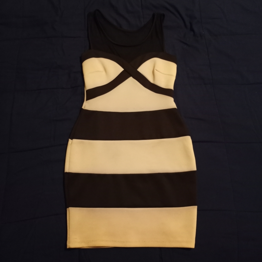 Cameo Black & Beige Stripe Dress